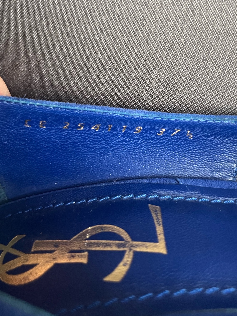 Saint Laurent Cobalt Suede Pointed-Toe Pumps - Picture 7 of 7